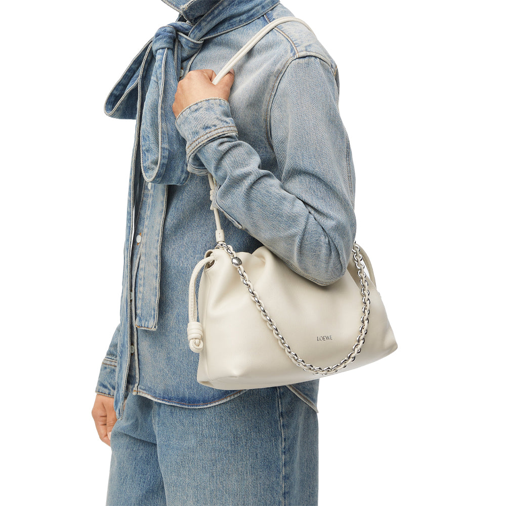 Loewe Medium Flamenco purse in mellow nappa lambskin (Sea Salt)