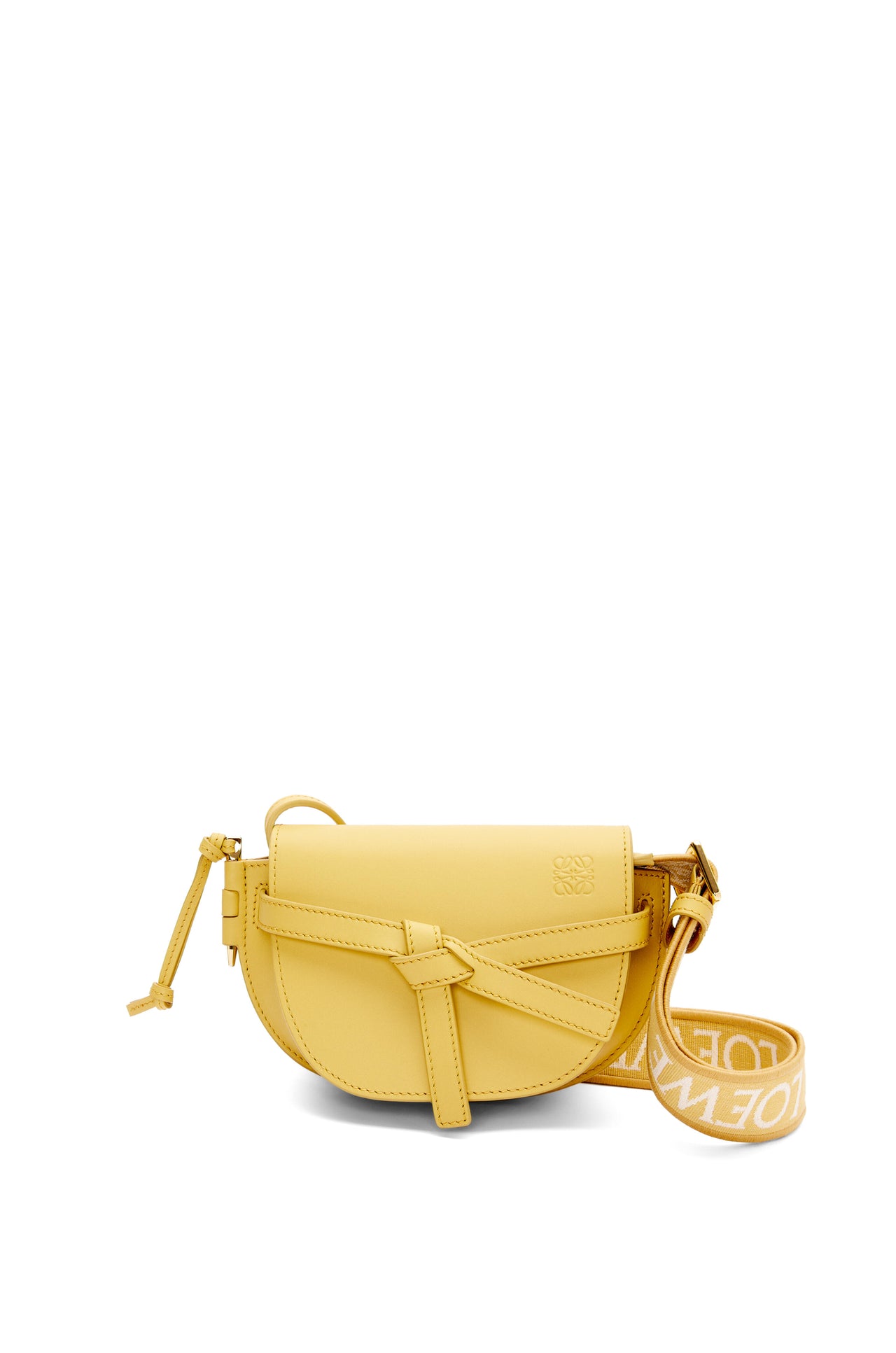 Loewe Mini Gate Dual bag in soft calfskin and jacquard (Colour: Dark Yellow)