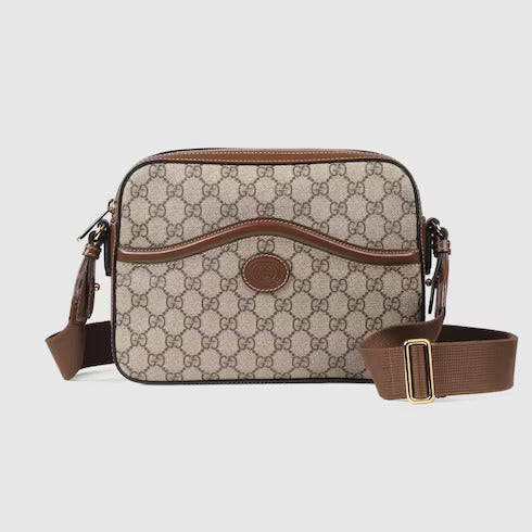 Gucci Messenger Bag with Interlocking G (Beige and Ebony 2)