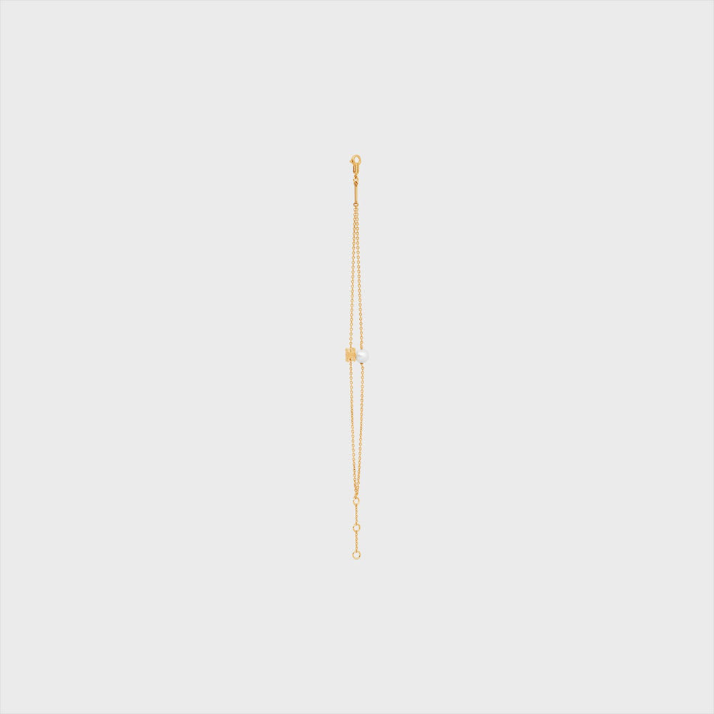 Celine Les Perles Celine Bracelet in Resin Pearl and Brass with Gold Finish (GOLD / IVORY)