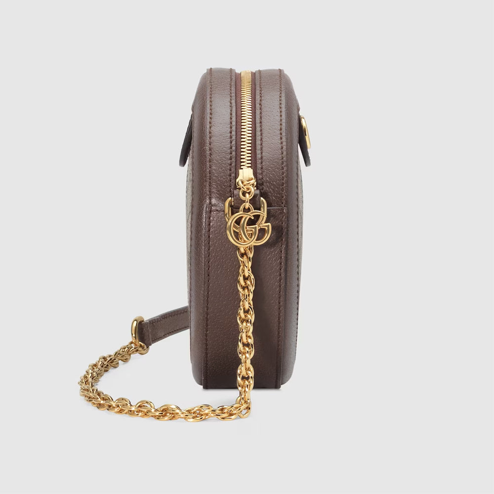 Gucci Ophidia Mini GG Round Shoulder Bag (Beige/ebony GG Supreme canvas)