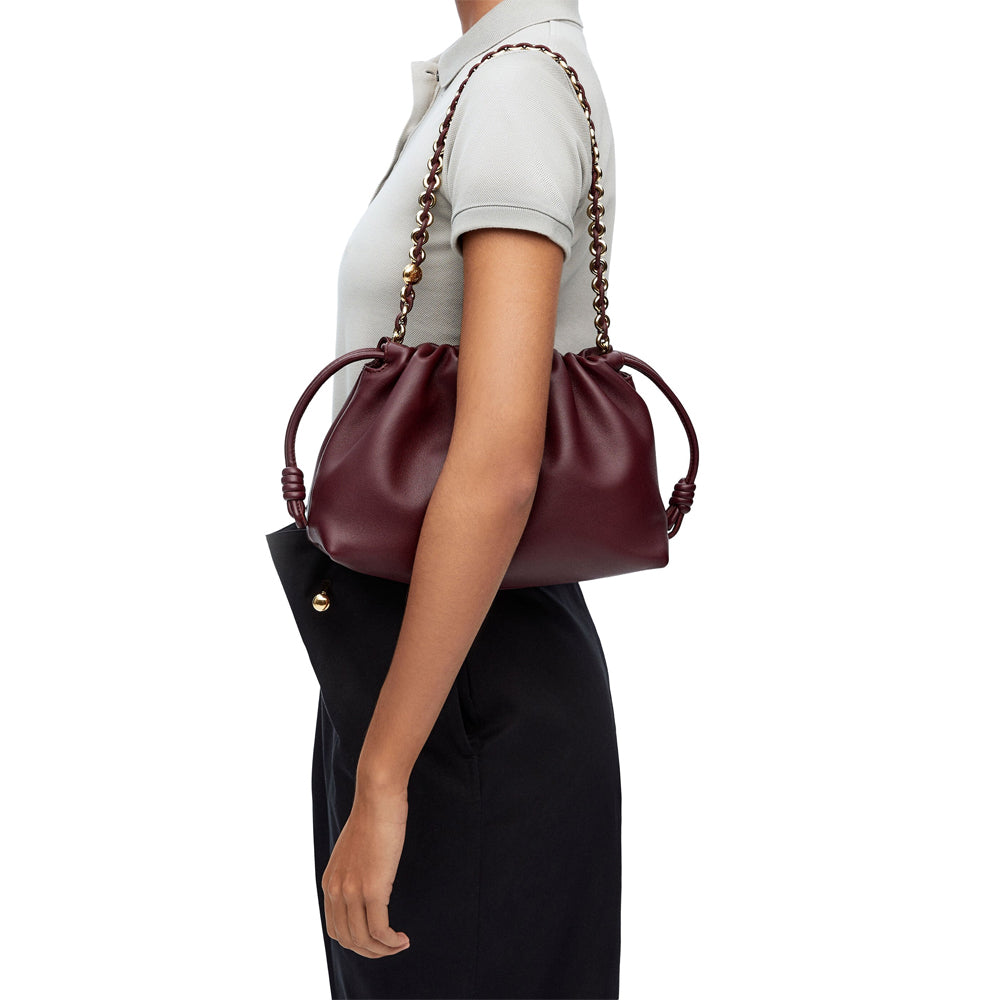 Loewe Medium Flamenco purse in mellow nappa lambskin (Dark Burgundy)