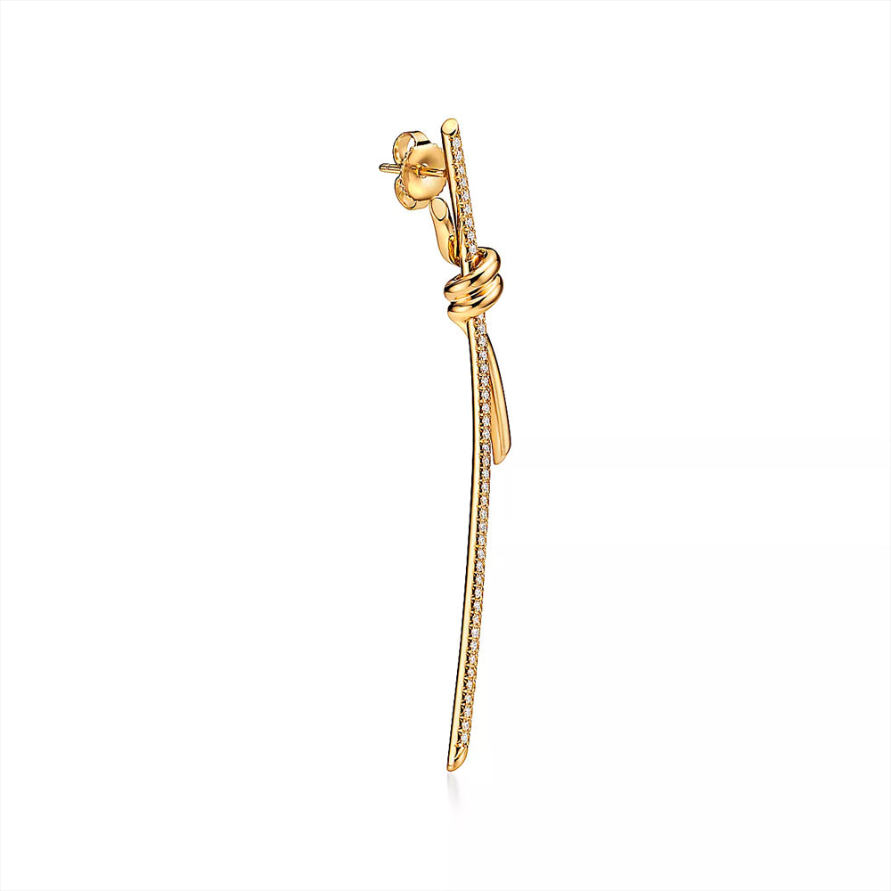 Tiffany & Co. 蒂芬妮結鑽石黃金吊式耳環