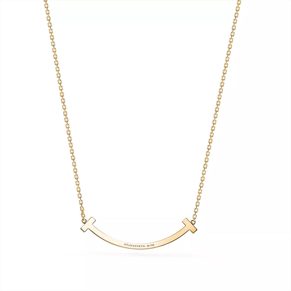 Tiffany & Co. Tiffany T 中型微笑吊墜 18k 金鑲圓形明亮式切割鑽石