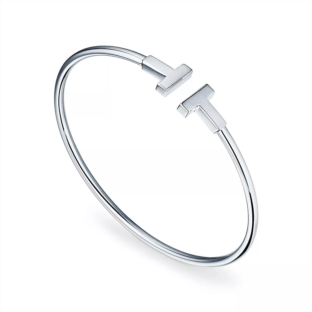 Tiffany & Co. 18k 白金 Tiffany T 線手鍊