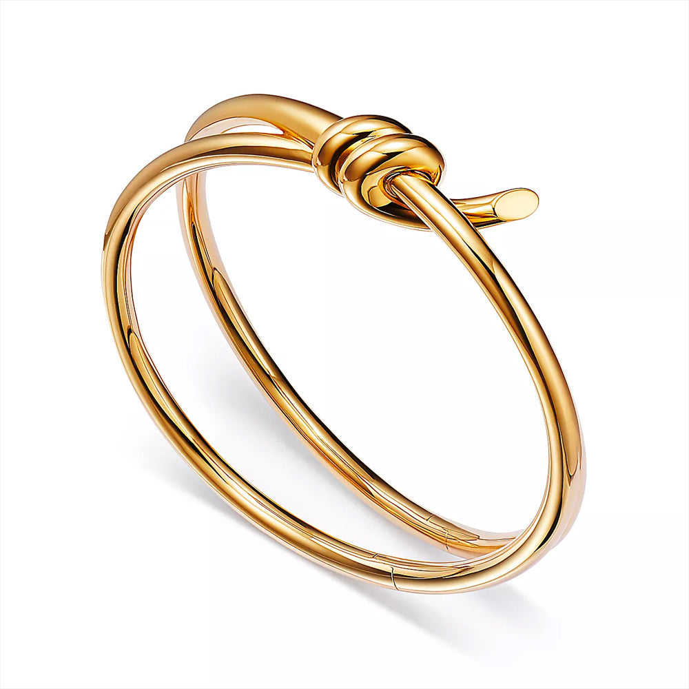 Tiffany & Co. 蒂芬妮結雙排鉸鏈黃金手鐲