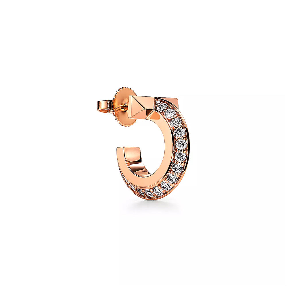 Tiffany & Co. Tiffany T T1 玫瑰金鑲鑽圈形耳環