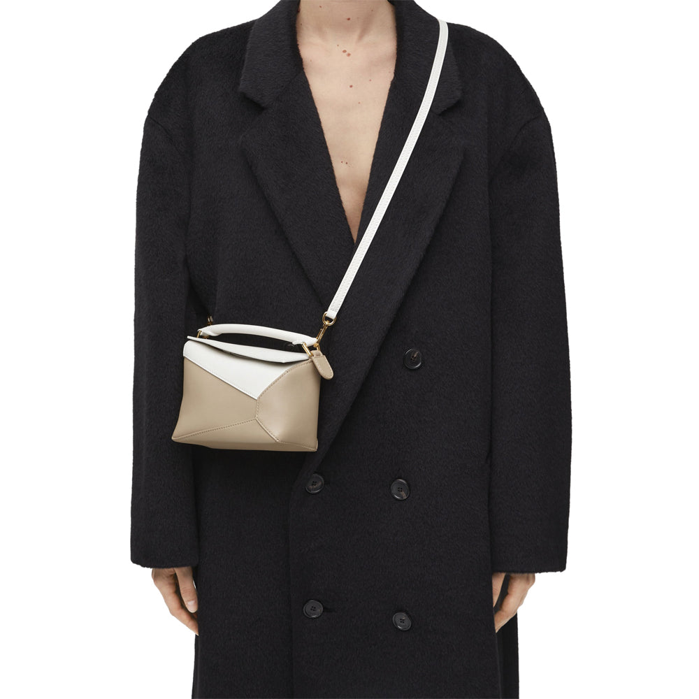 Loewe Mini Puzzle bag in classic calfskin (Soft White/Paper Craft)