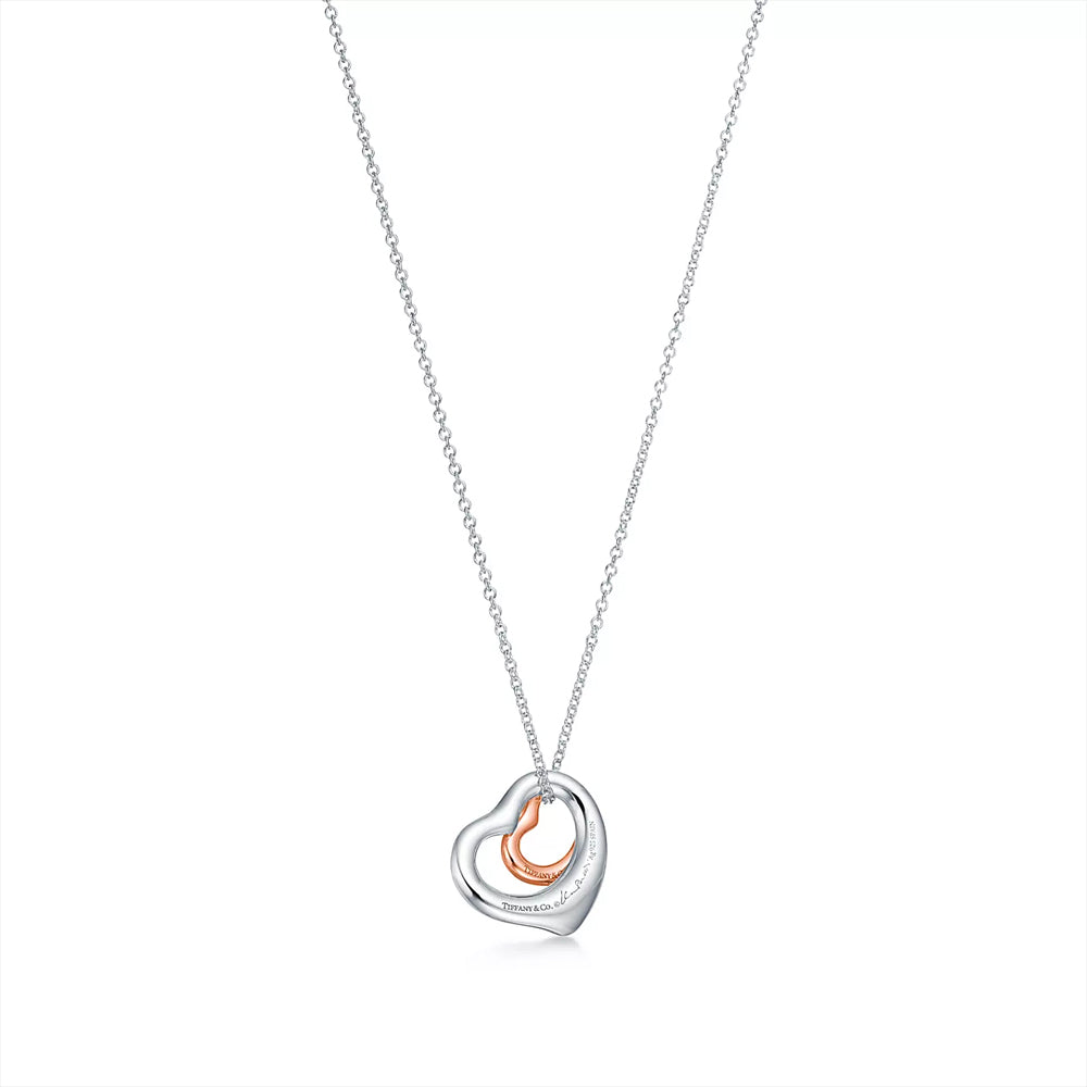 Tiffany & Co. Elsa Peretti® 純銀與 18k 玫瑰金 Open Heart 吊墜