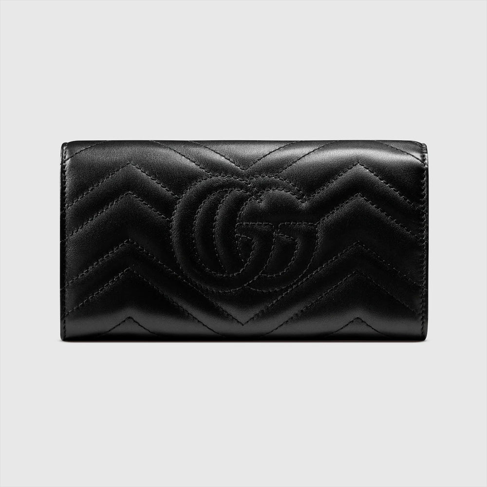 Gucci GG Marmont continental wallet (Black matelassé chevron leather with GG on the back)