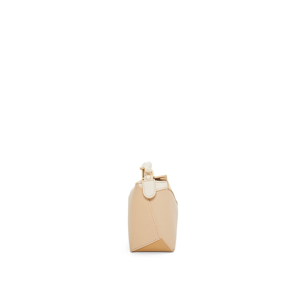 Loewe Mini Puzzle bag in classic calfskin (Angora/Dusty Beige/Gold)