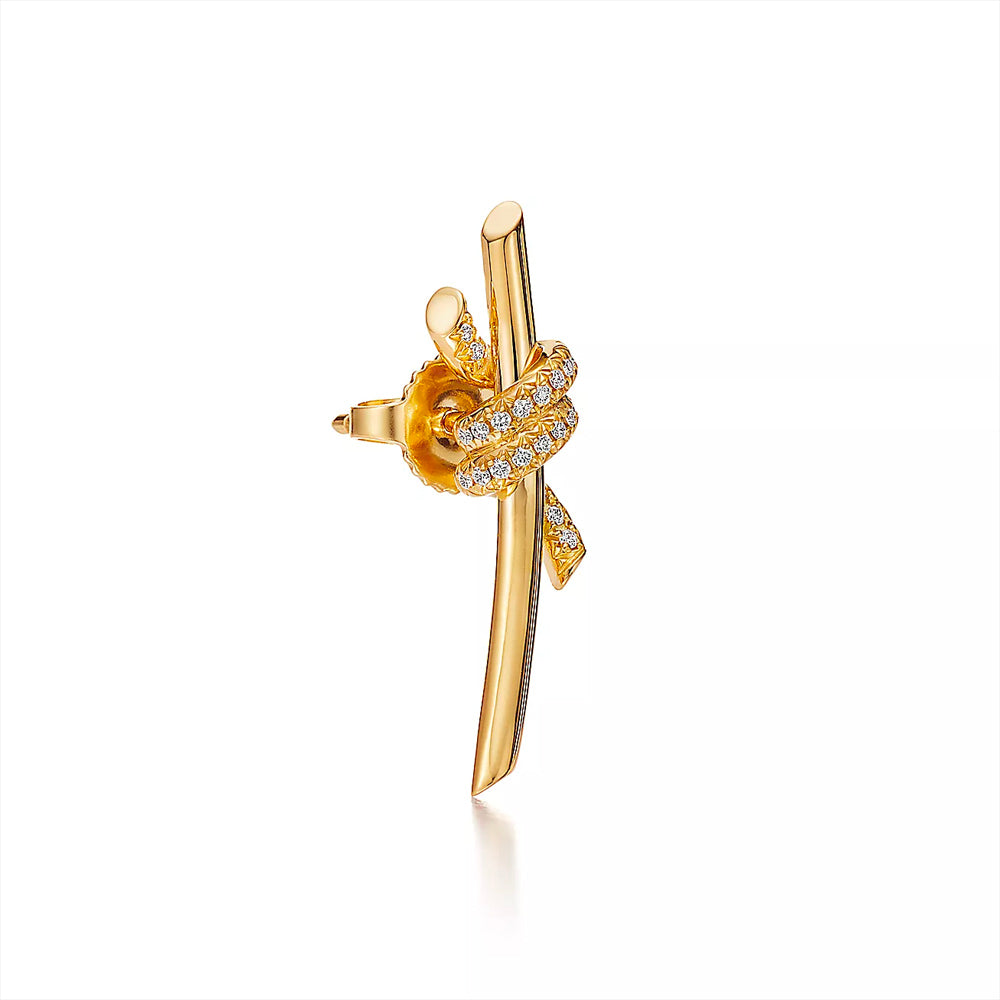 Tiffany & Co. 蒂芬妮結鑽石黃金耳環