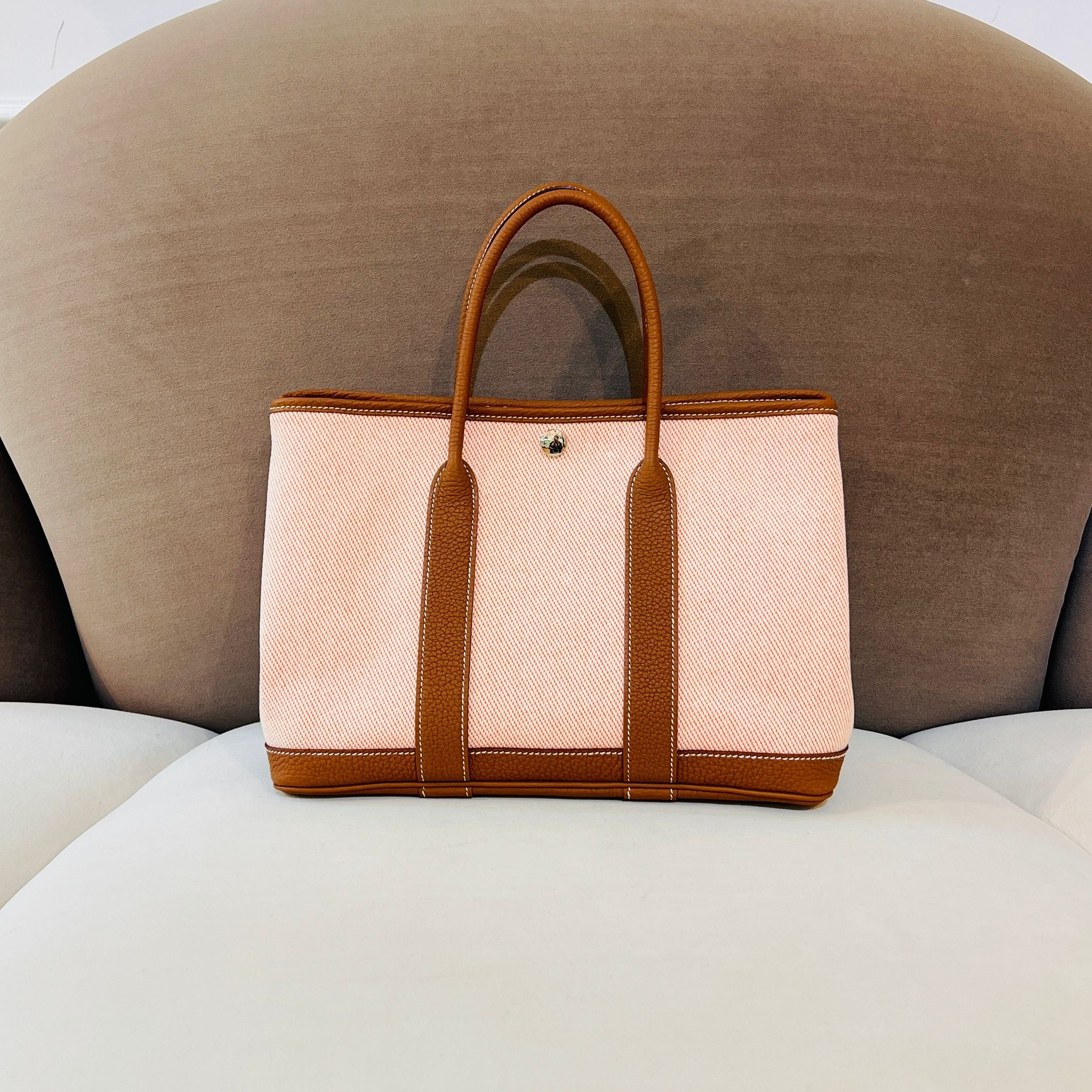 Hong Kong Stock - Hermes Garden Party 30 (Twill H Veau Negonda / Ecru Oran)