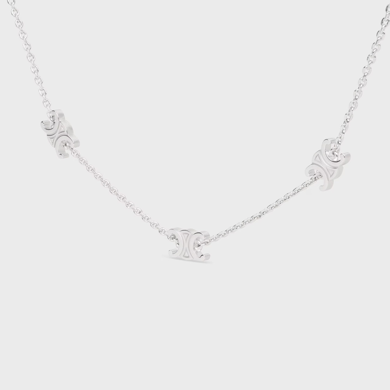 Celine Triomphe Mini Triomphe Necklace In Brass With Rhodium Finish (Silver)