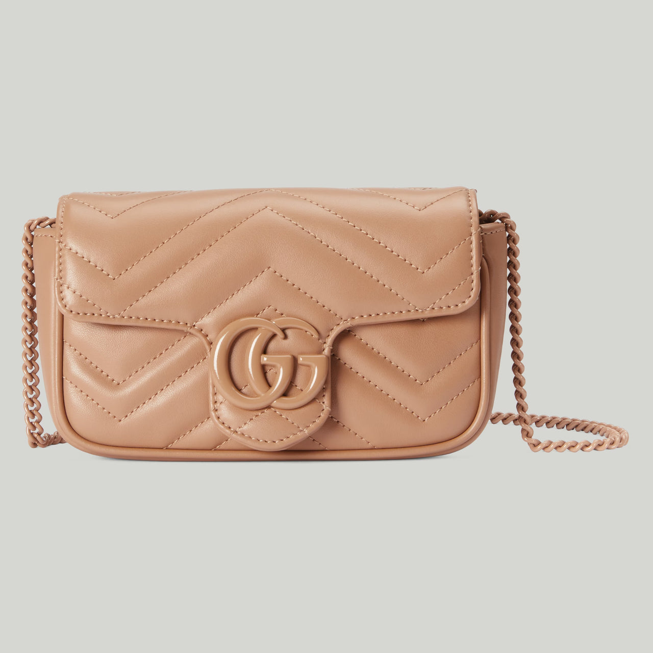 Gucci GG Marmont Matelasse Leather Super Mini Bag (Rose Beige Leather )
