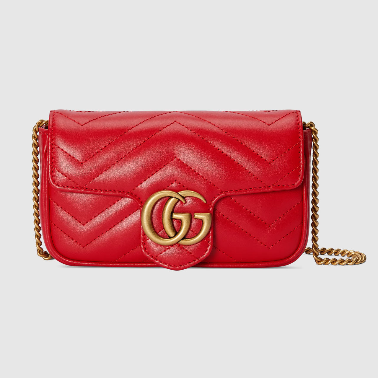 Gucci GG Marmont Matelasse Super Mini Bag  (Red Leather )