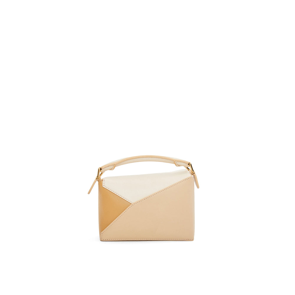 Loewe Mini Puzzle bag in classic calfskin (Angora/Dusty Beige/Gold)