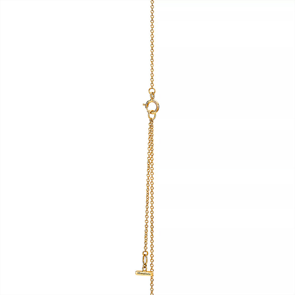 Tiffany & Co. Tiffany T 18k 金鑽石和珍珠母圓形吊墜，16-18 英寸