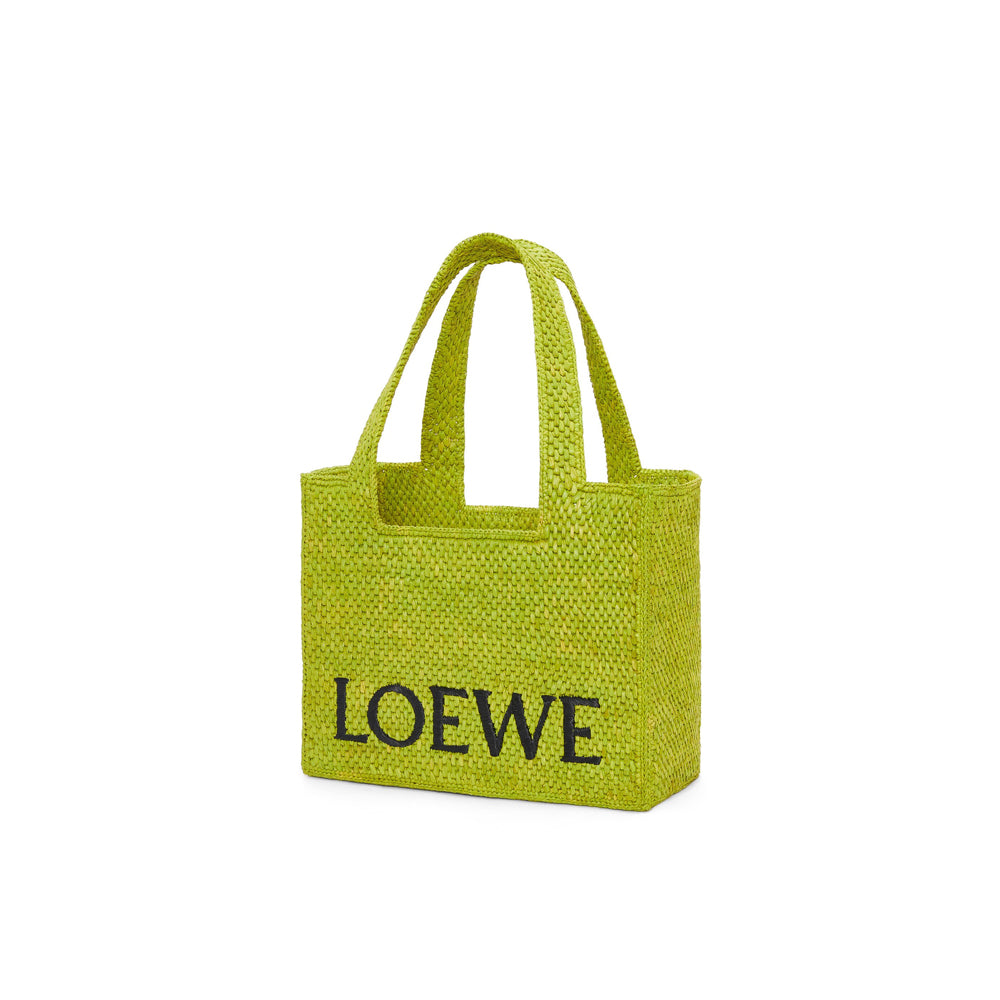 Loewe Medium LOEWE Font Tote in raffia (Meadow Green)