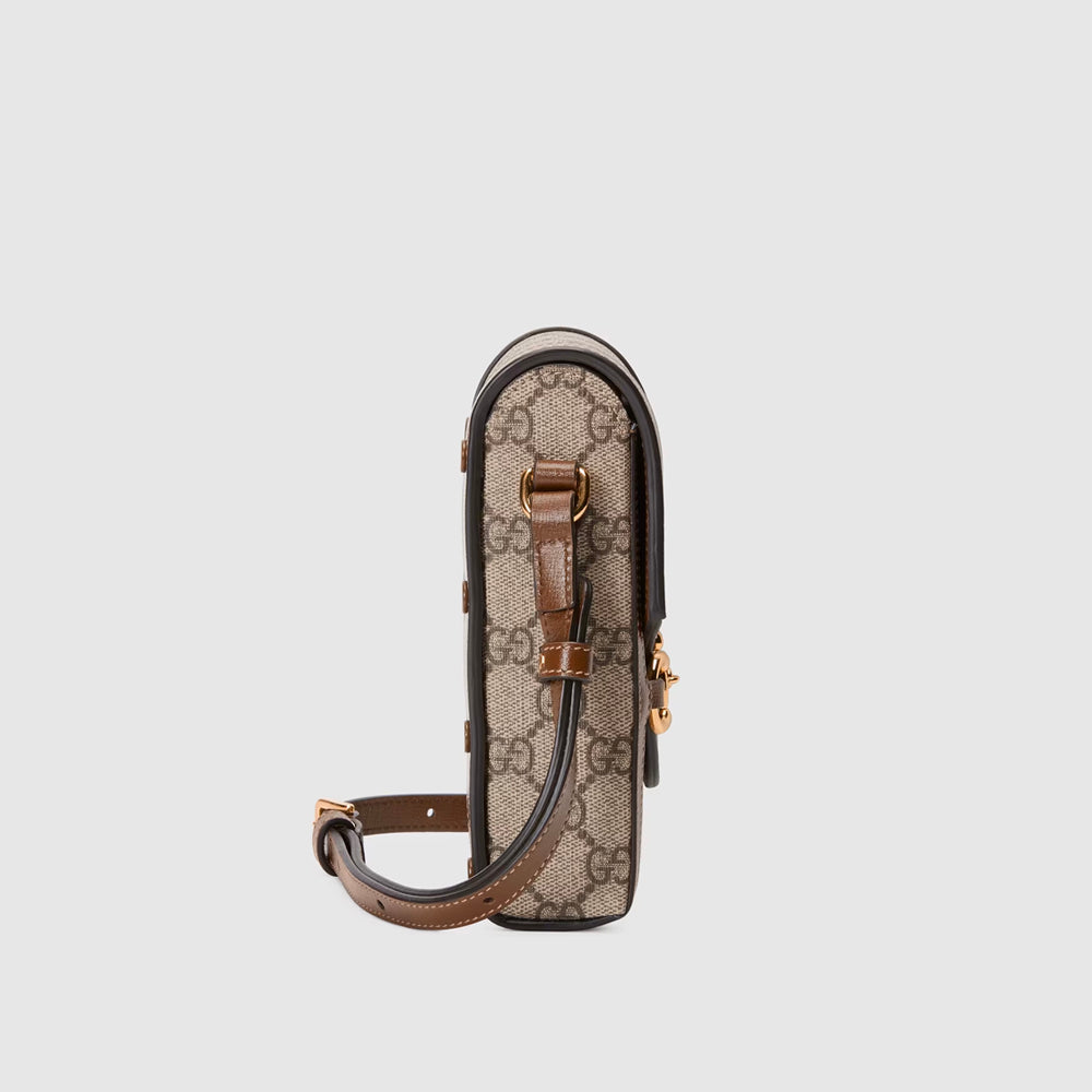 Hong Kong Stock - Gucci Horsebit 1955 mini bag (Beige and ebony GG supreme canvas)