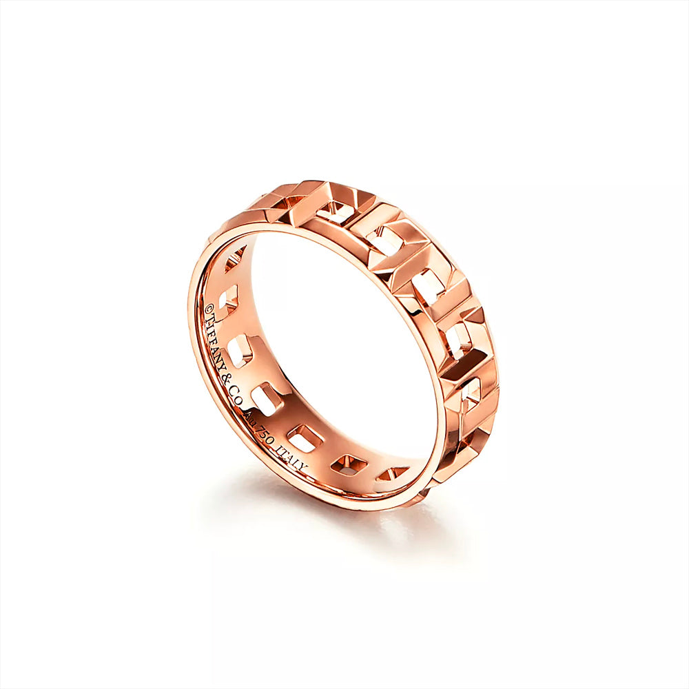 Tiffany & Co. 18k 玫瑰金 Tiffany T True 寬戒指，5.5 毫米