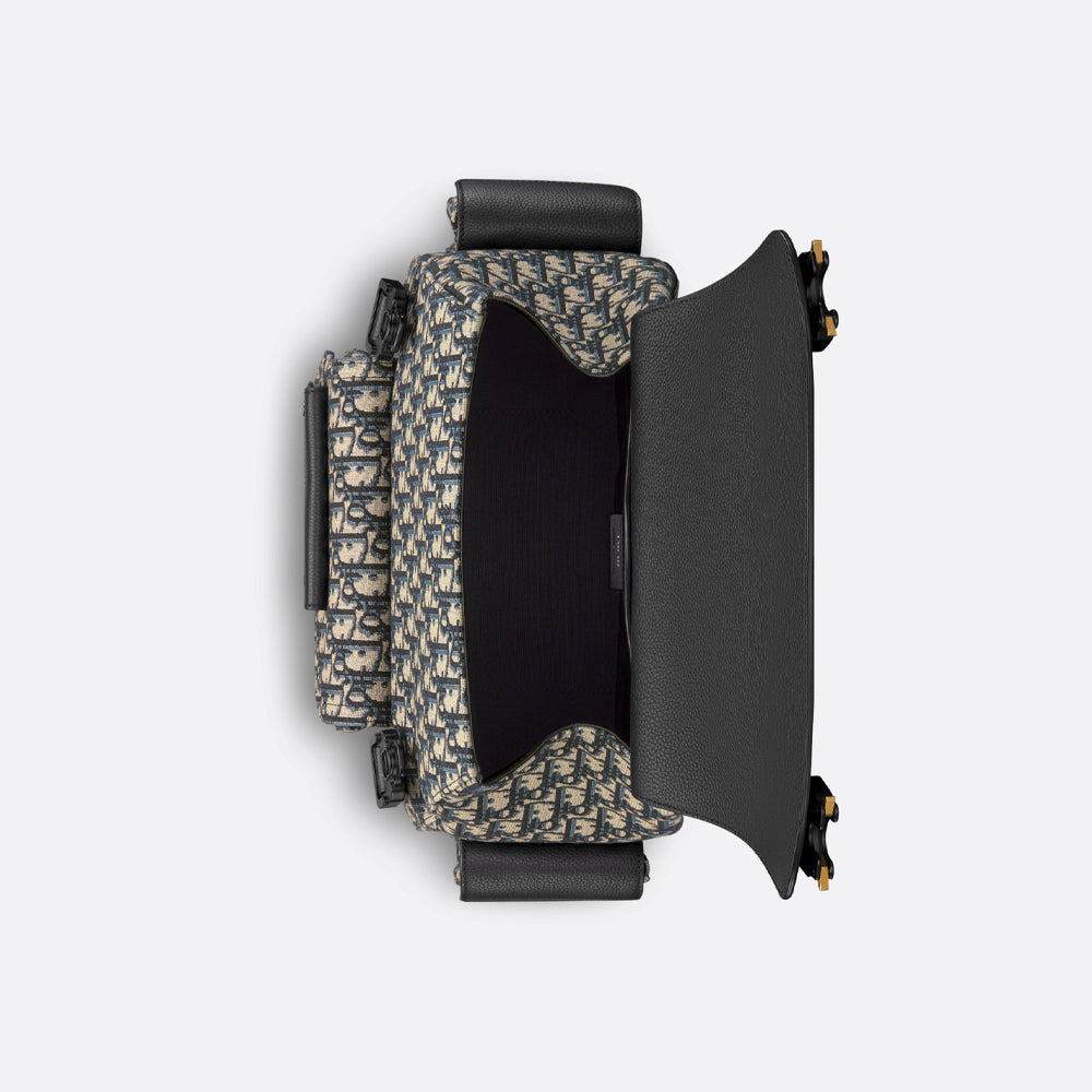 Dior Maxi Gallop 背包（米色和黑色 Dior Oblique 提花和黑色粒面小牛皮）