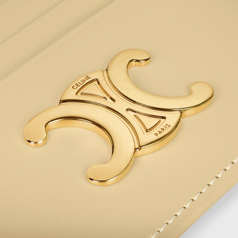 Celine CARD HOLDER TRIOMPHE IN Shiny calfskin (Spring Yellow)