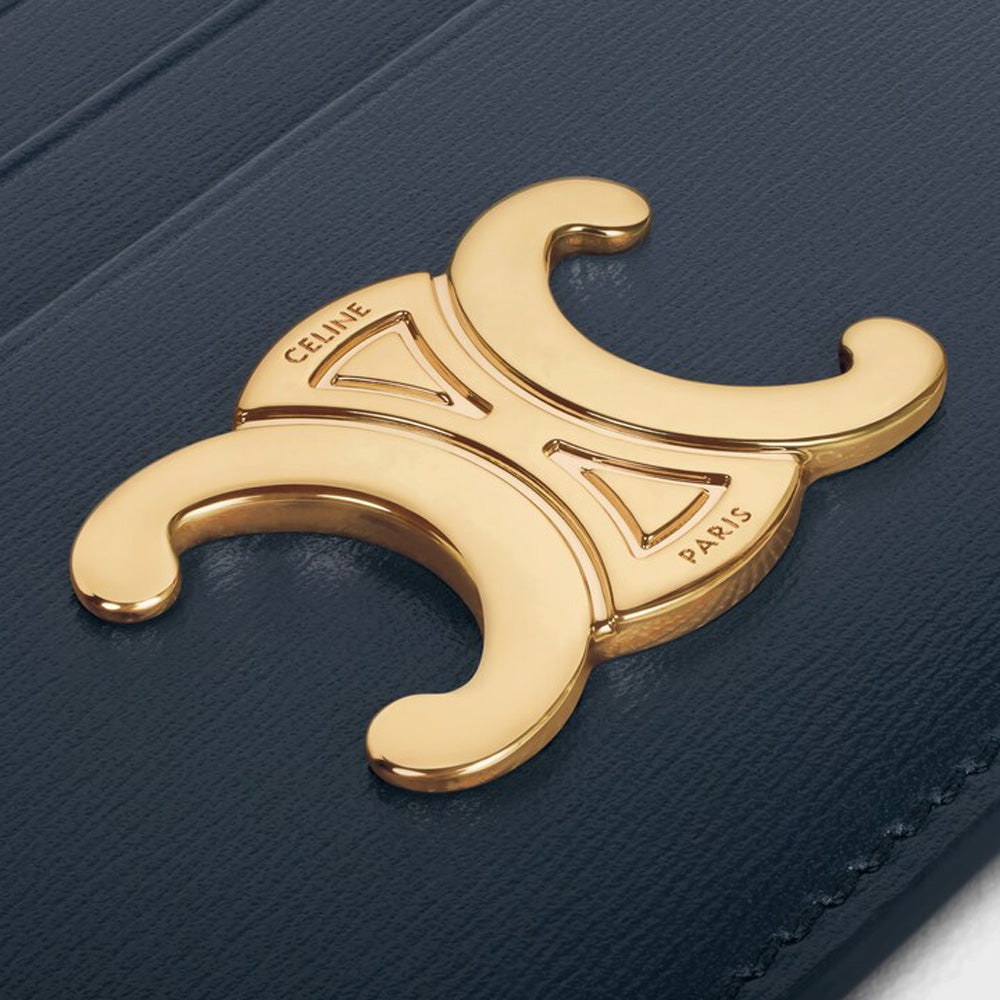 Celine CARD HOLDER TRIOMPHE IN Shiny calfskin (NAVY BLUE)