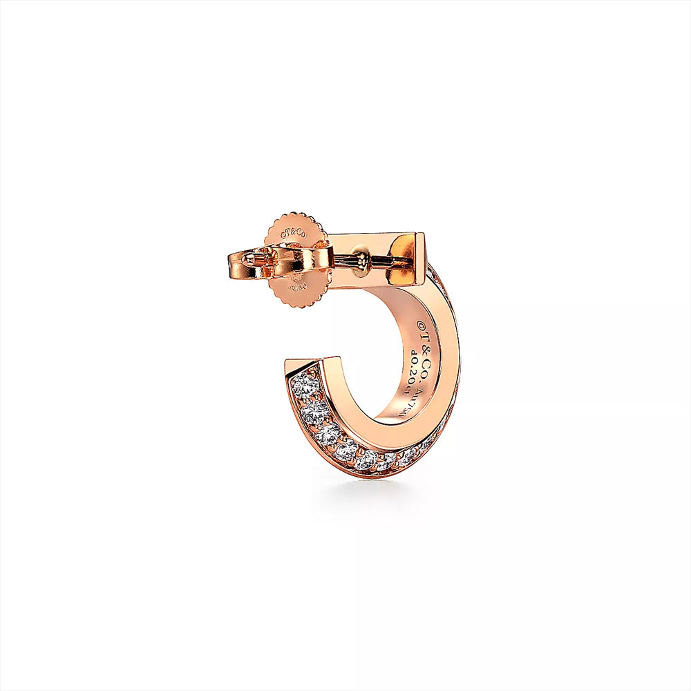Tiffany & Co. Tiffany T T1 玫瑰金鑲鑽圈形耳環