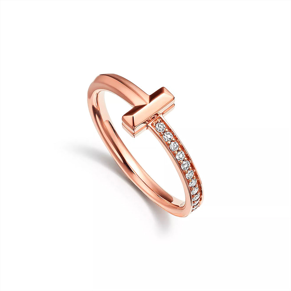 Tiffany & Co. Tiffany T T1 玫瑰金鑲鑽戒指，2.5 毫米