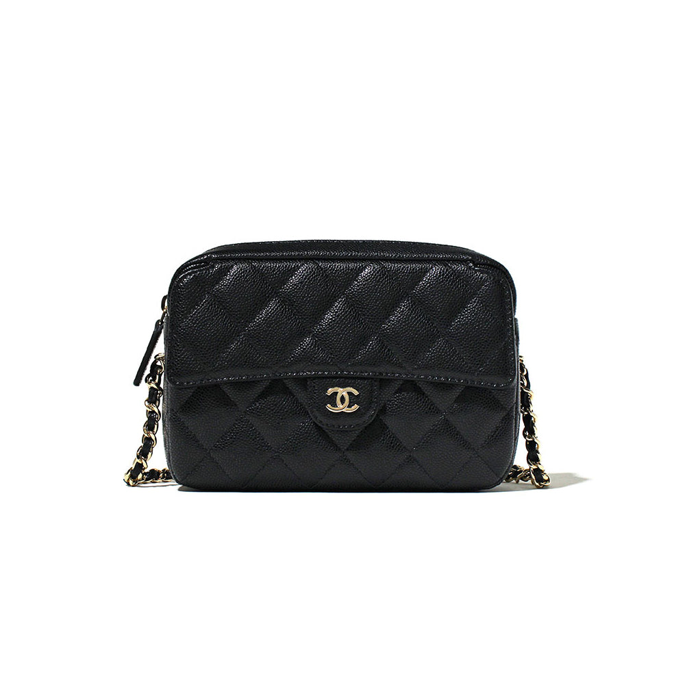 Hong Kong Stock - Chanel Black Calfskin Mini Camera Bag with Chain AP4425