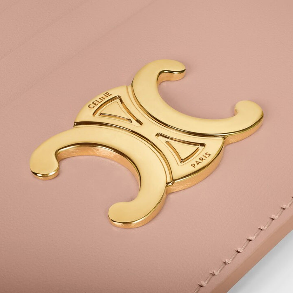 Celine CARD HOLDER TRIOMPHE IN Shiny calfskin (Soft Peach)