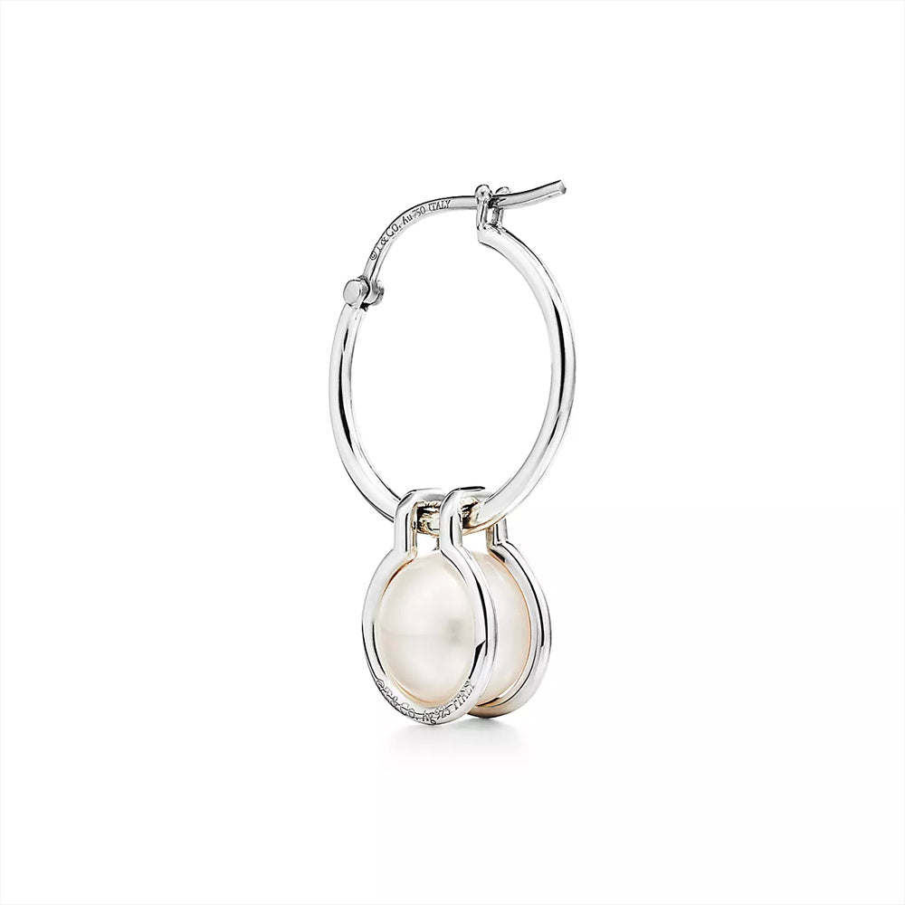 Tiffany & Co. Tiffany HardWear Pearl Hoop Earrings in Sterling Silver