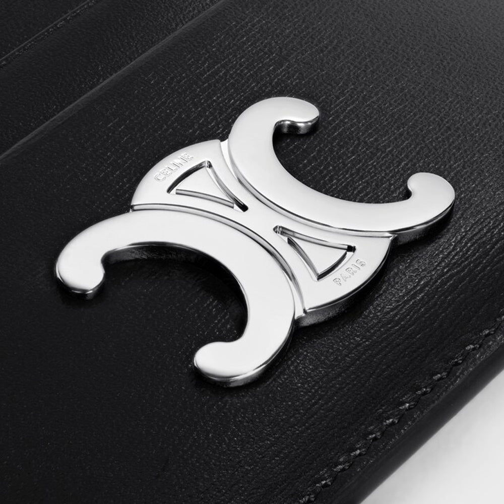 Celine CARD HOLDER TRIOMPHE IN Shiny calfskin (BLACK)
