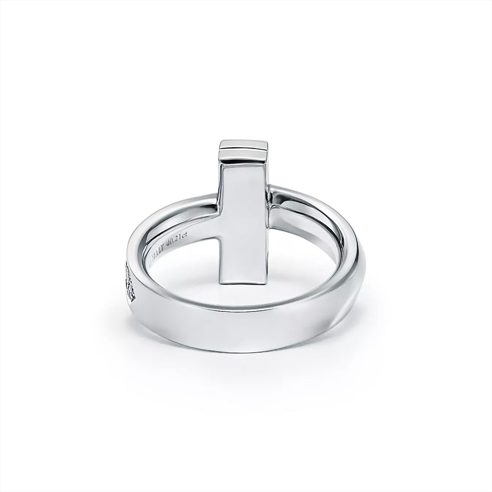 Tiffany & Co. Tiffany T T1 白金鑲鑽戒指，4.5 毫米寬