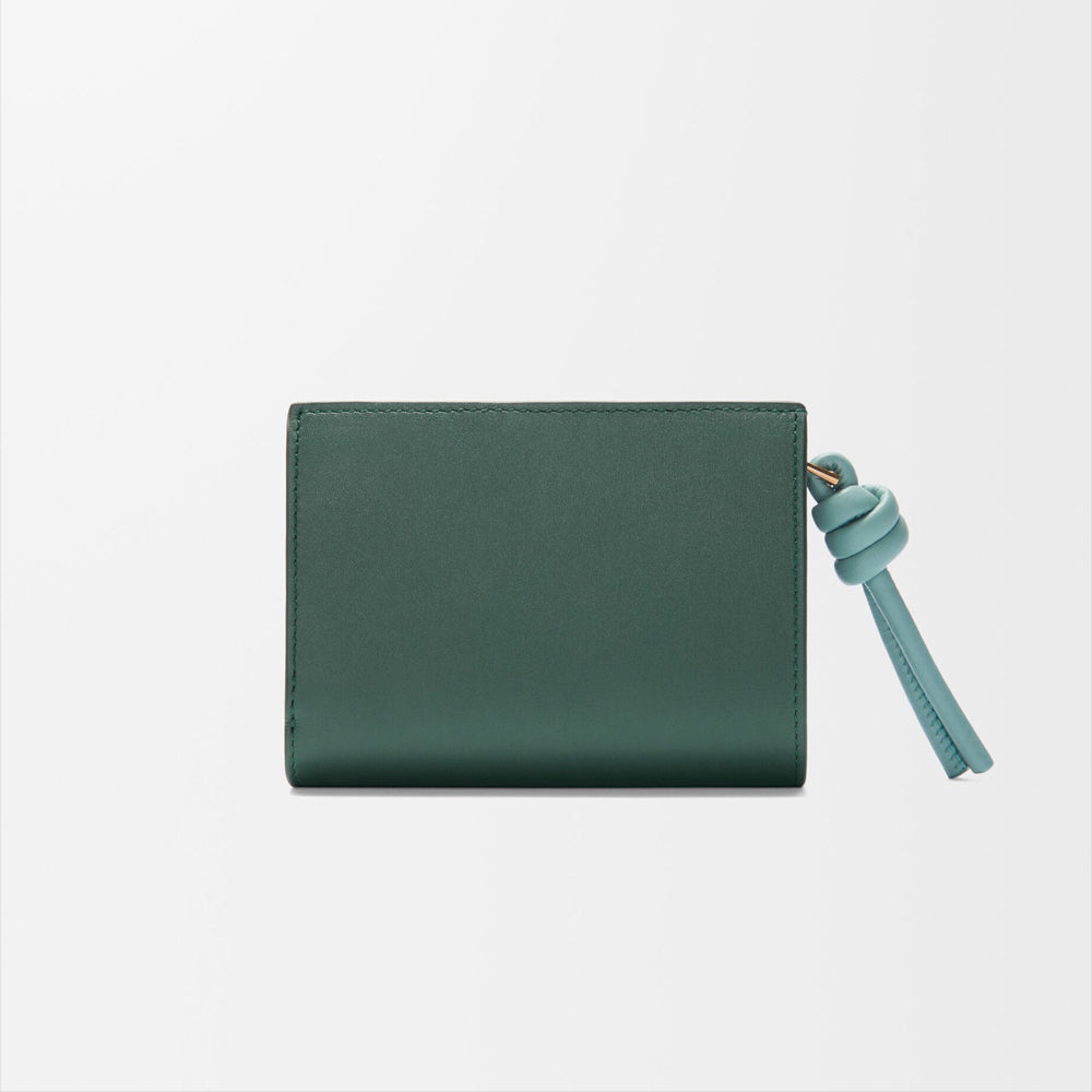 Loewe Knot compact wallet in shiny nappa calfskin (Vetiver/Water)