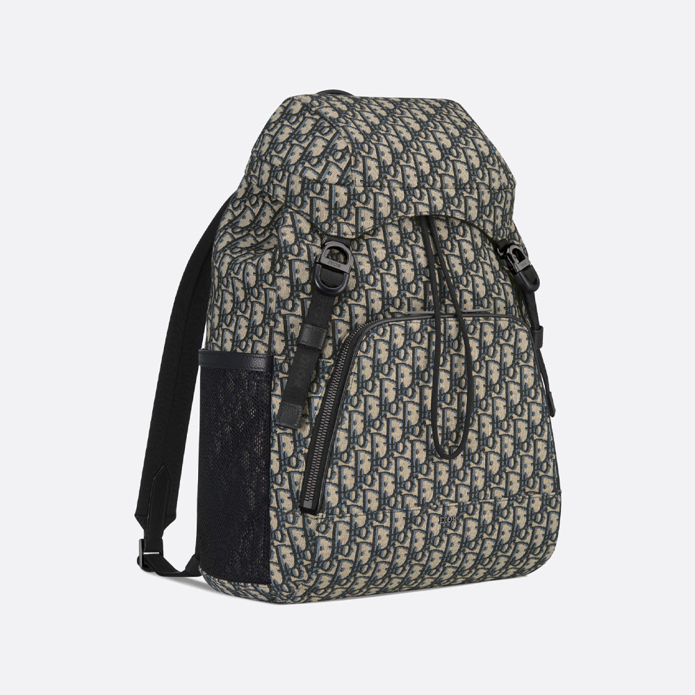 Dior Dior 8 Backpack with Flap (Beige and Black Dior Oblique Jacquard)