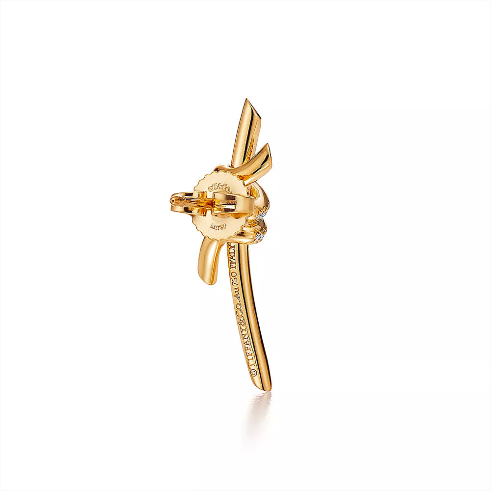 Tiffany & Co. 蒂芬妮結鑽石黃金耳環