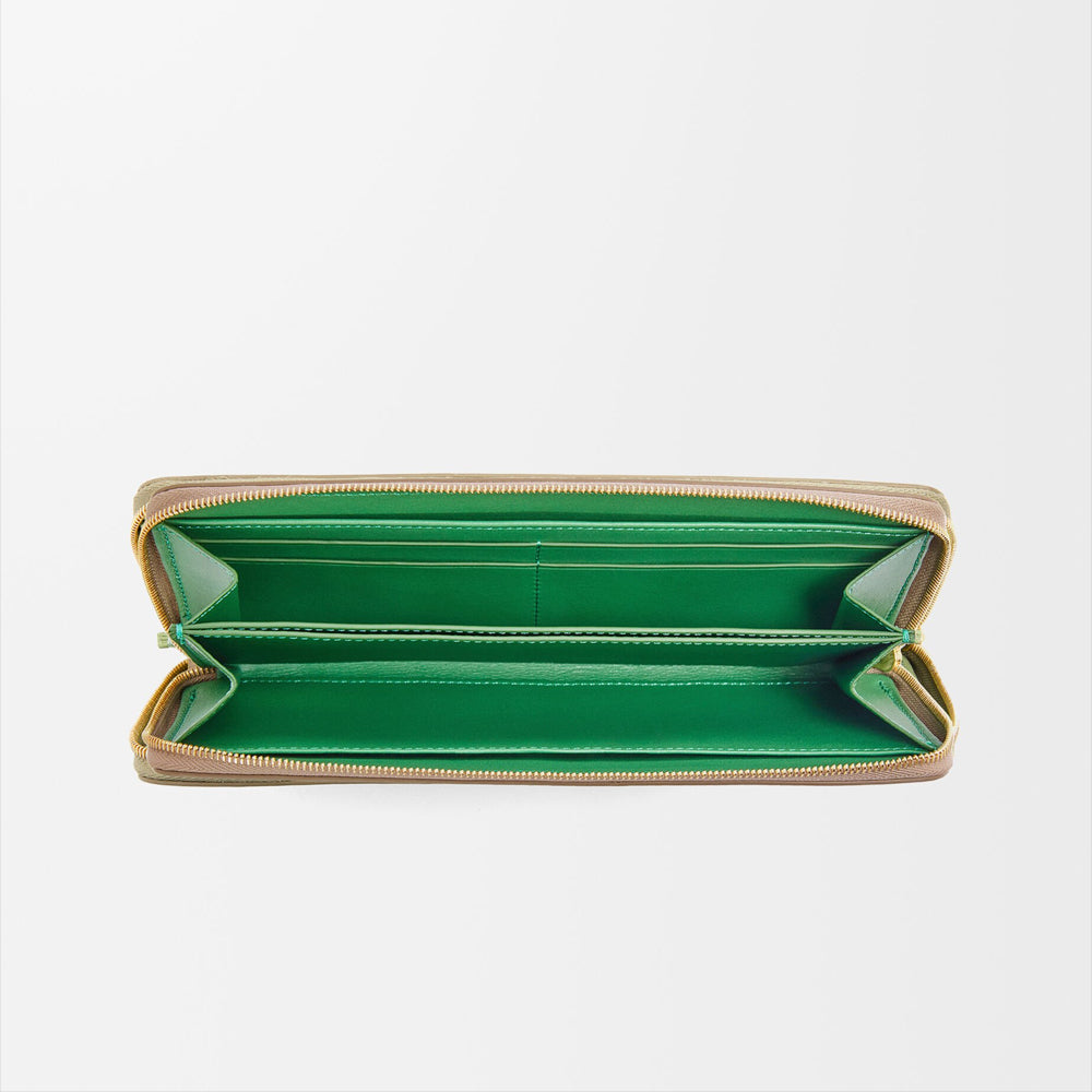 Loewe Knot zip around wallet in shiny nappa calfskin (Sand/Tropical Green)