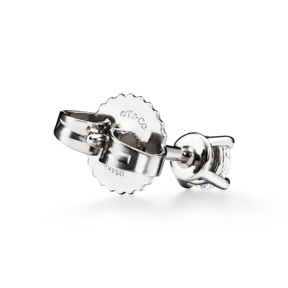 Tiffany & Co. 鉑金蒂芙尼單石鑽石耳環