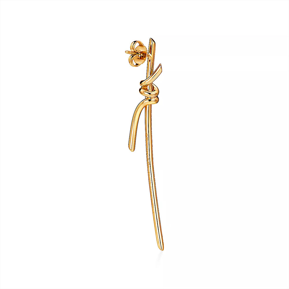 Tiffany & Co. 蒂芬妮結鑽石黃金吊式耳環