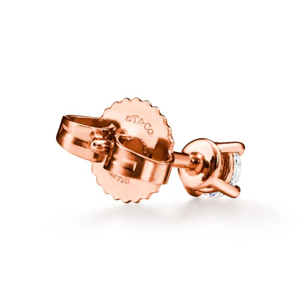 Tiffany & Co. 玫瑰金蒂芬妮單石鑽石耳環
