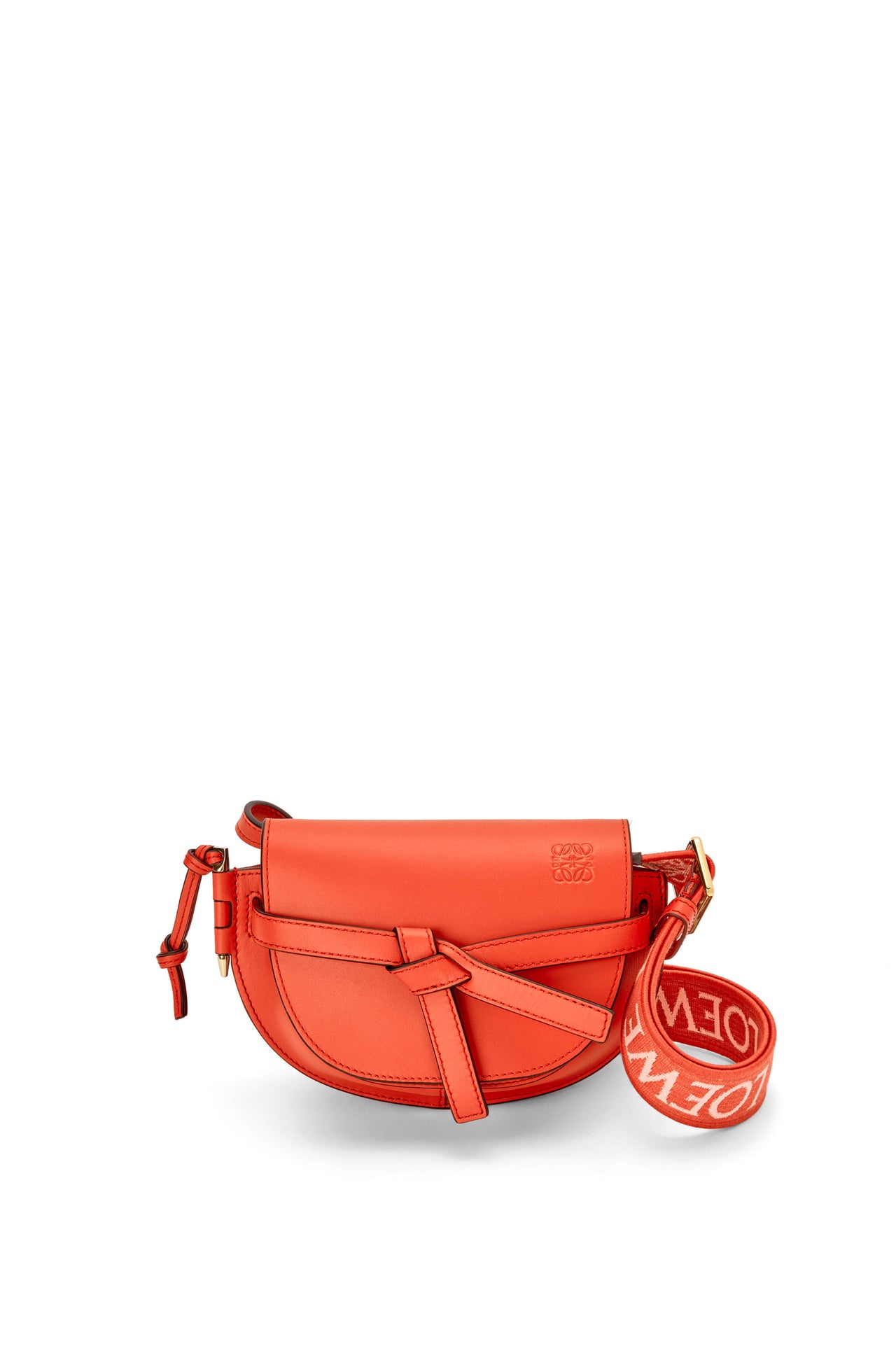 Loewe Mini Gate Dual bag in soft calfskin and jacquard (Colour: Sunrise Orange)
