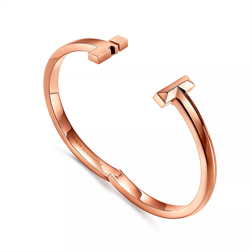 Tiffany & Co. Tiffany T T1 玫瑰金鉸鏈寬手鐲
