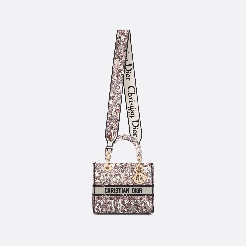 Dior Medium Lady D-Lite Bag (White Multicolor Dior 4 Saisons Hiver Embroidery)