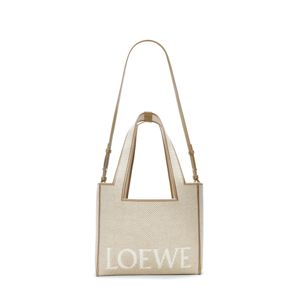 Loewe Medium LOEWE Font tote in jacquard canvas (Ecru)