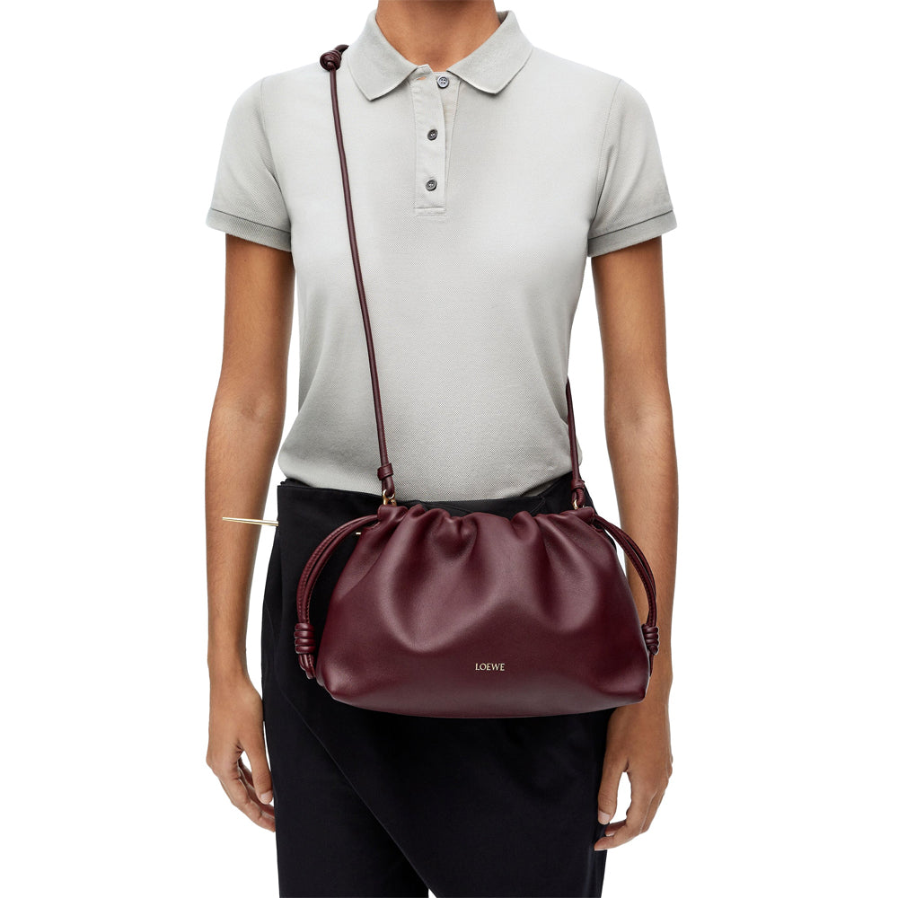 Loewe Medium Flamenco purse in mellow nappa lambskin (Dark Burgundy)