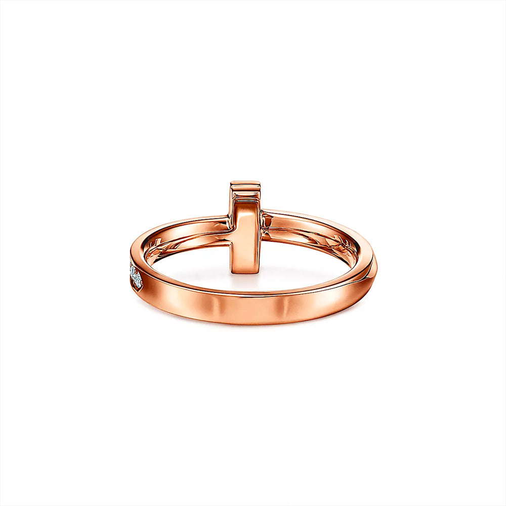 Tiffany & Co. Tiffany T T1 玫瑰金鑲鑽戒指，2.5 毫米