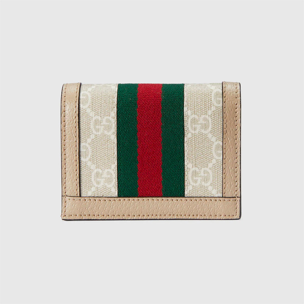 Hong Kong Stock - Gucci OPHIDIA GG CARD CASE WALLET (Beige and white GG Supreme canvas))