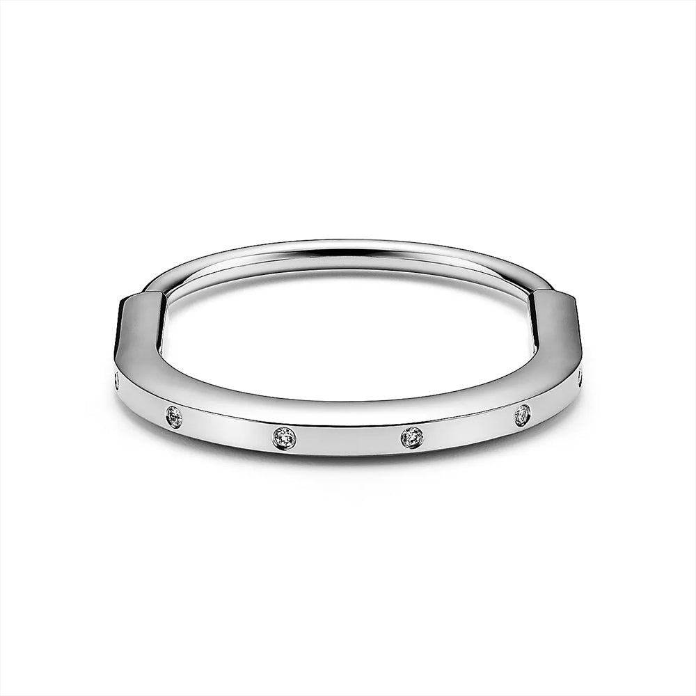 Tiffany & Co. Tiffany Lock 白金鑲鑽手鐲